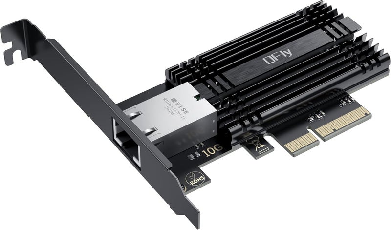 QFly 10Gb PCI-e Network Card, PCIe to 10 Gigabit Ethernet Adapter,Marvell AQtion AQC113C Controller,10G Base-T RJ45 Port NIC Card,Support Windows10/11/Server - Image 1